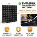 Acoustic Foam Panels – 12 Pieces | 1ft x 1ft | 50mm Thickness | Black