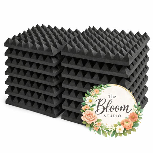 Acoustic Foam Panels – 12 Pieces | 1ft x 1ft | 50mm Thickness | Black