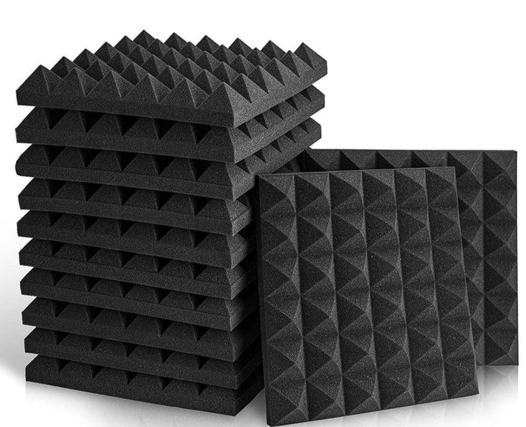 Acoustic Foam Panels – 12 Pieces | 1ft x 1ft | 50mm Thickness | Black