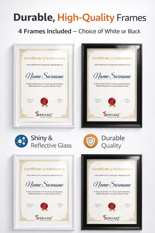 A4 Document / Photo Frame Set – Black & White (Pack of 4)